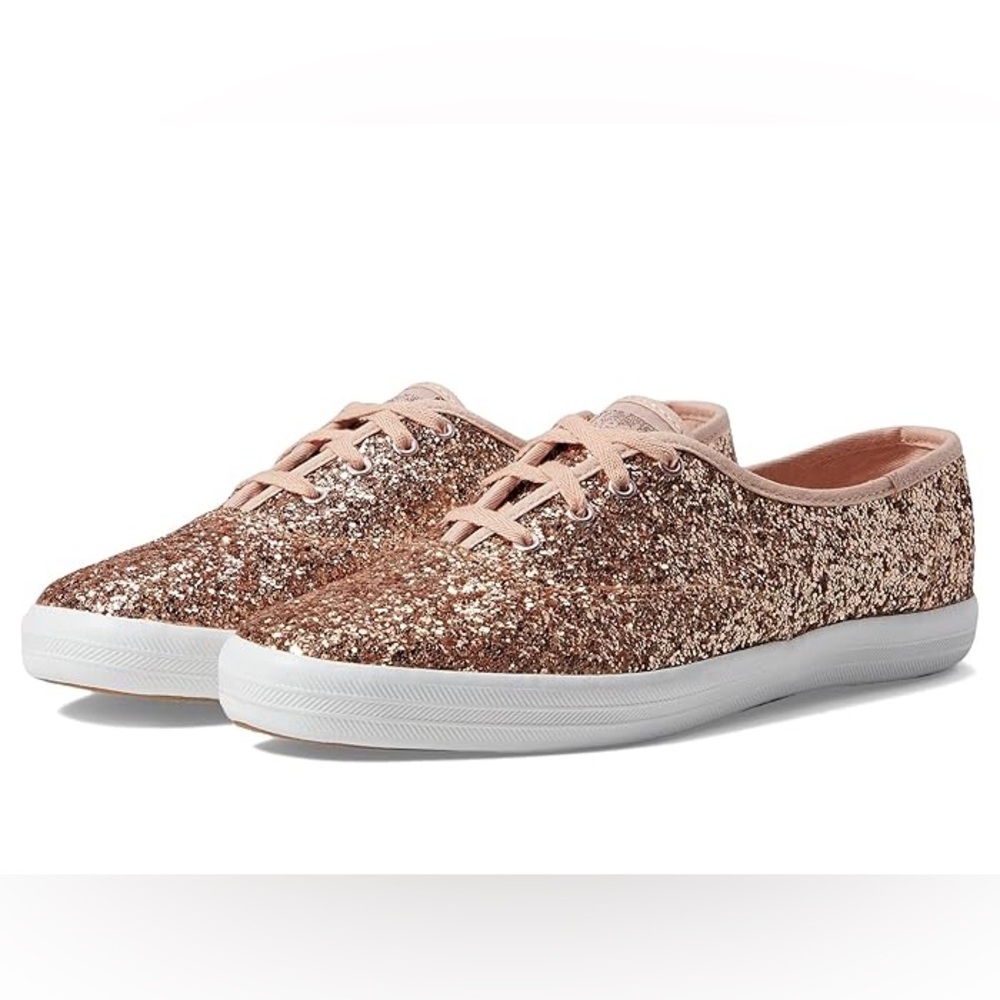 Keds Champion Rose Gold Glitter Lace Up Sneakers